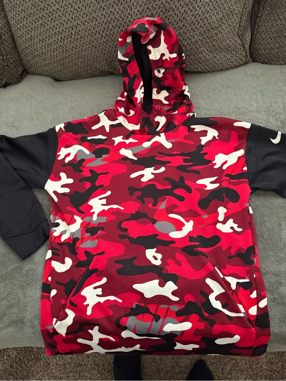 Nike Red & Black Camo Dri-FIT Pullover Hoodie